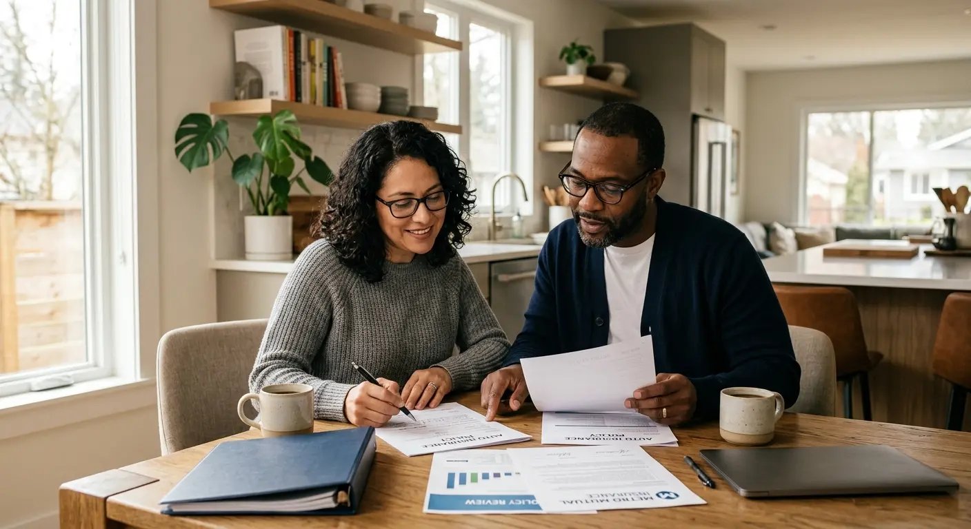 Couple reviewing insurance options together
